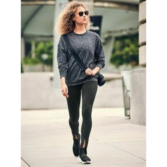 Athleta Medium Gray Leopard Print Luxe Sweatshirt Pullover CYA Spring Night M - Picture 8 of 10